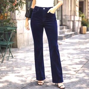L’AGENCE Stevie High Rise Velvet Straight Pants Navy Size 32